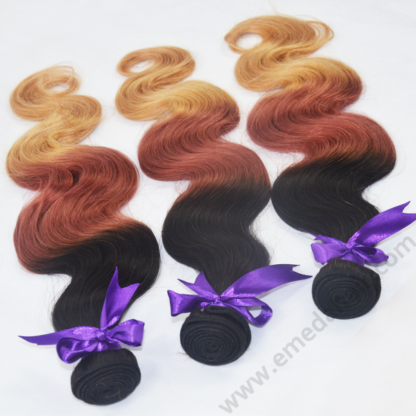 Ombre color Brazilian body wave  hair weave hair extensions  YL091